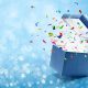Confetti popping out from gift box